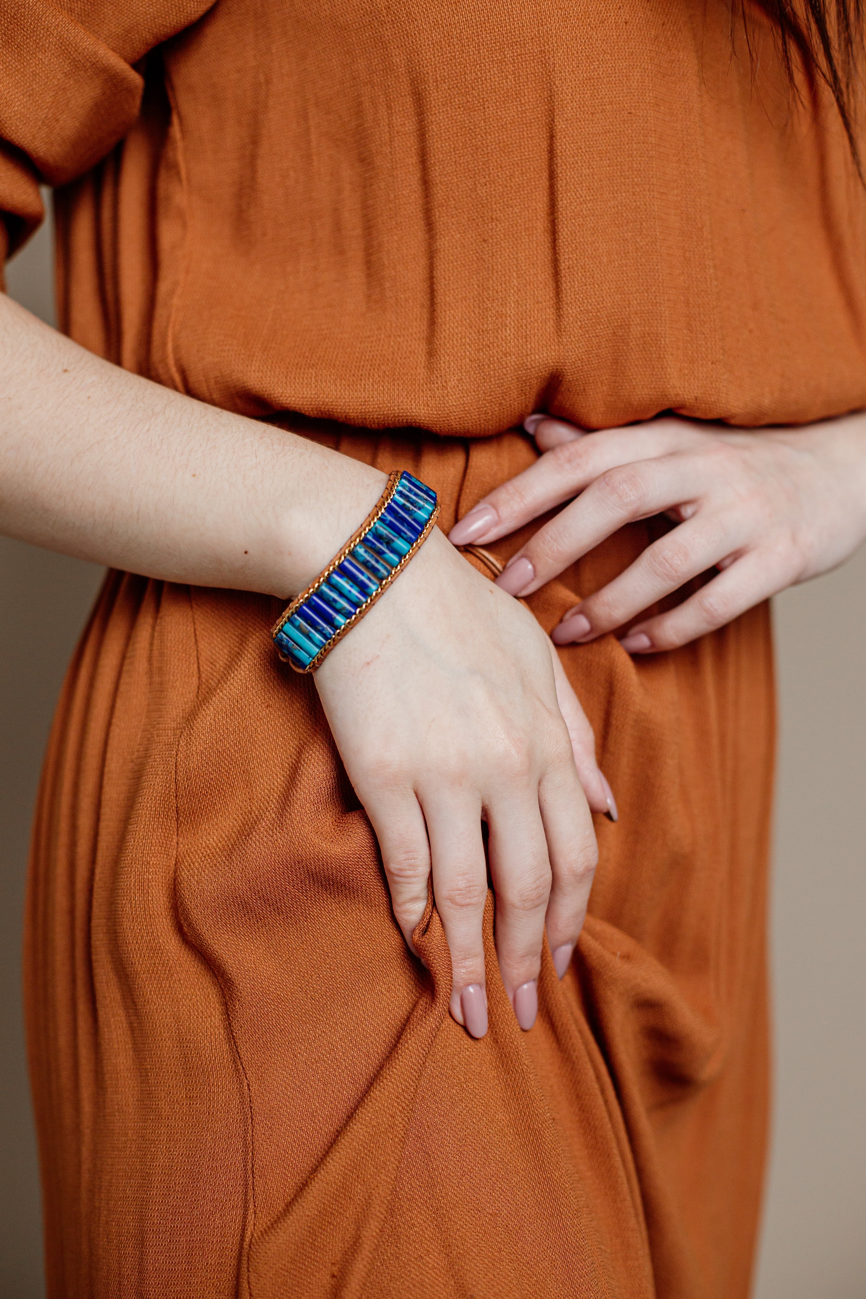 Bracelet à Chaîne Brise Ultramarine en Jaspe Impérial