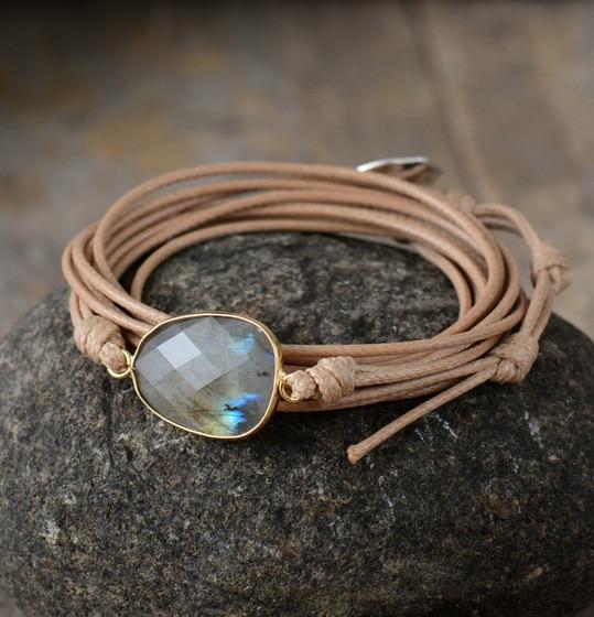 Charmant Bracelet Cordon Bohème en Labradorite