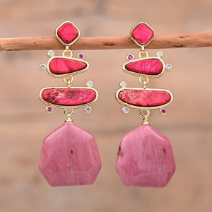 Boucles d'Oreilles Captivant Bonheur en Rhodochrosite