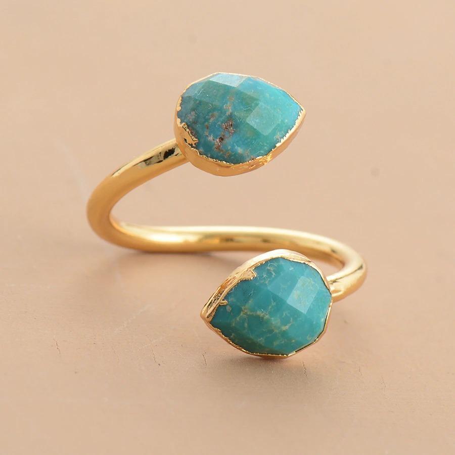 Bague Luxe Féminin en Turquoise Torsadée