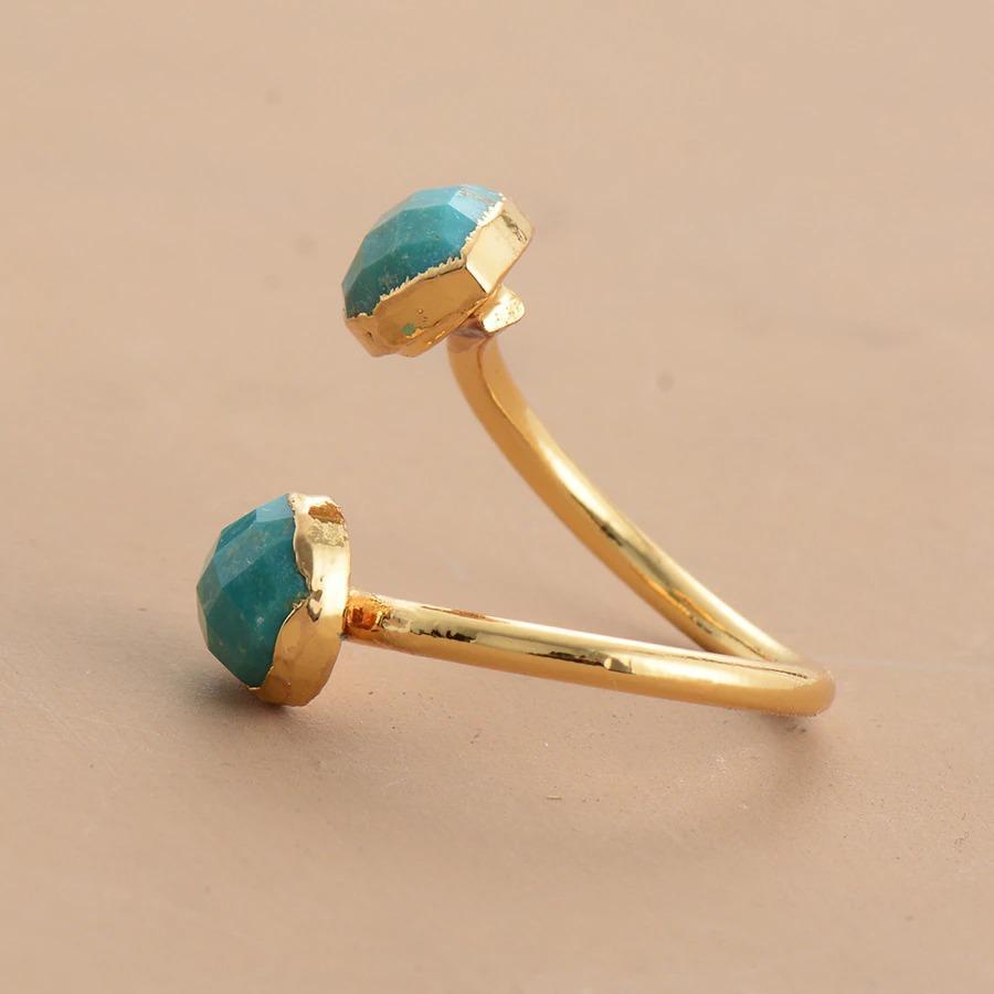 Bague Luxe Féminin en Turquoise Torsadée