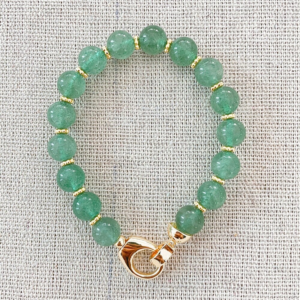 Bracelet Porte-Bonheur Amoureux en Quartz Fraise Vert