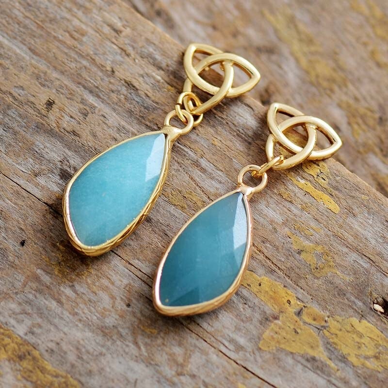 Boucles d'Oreilles Goutte en Amazonite