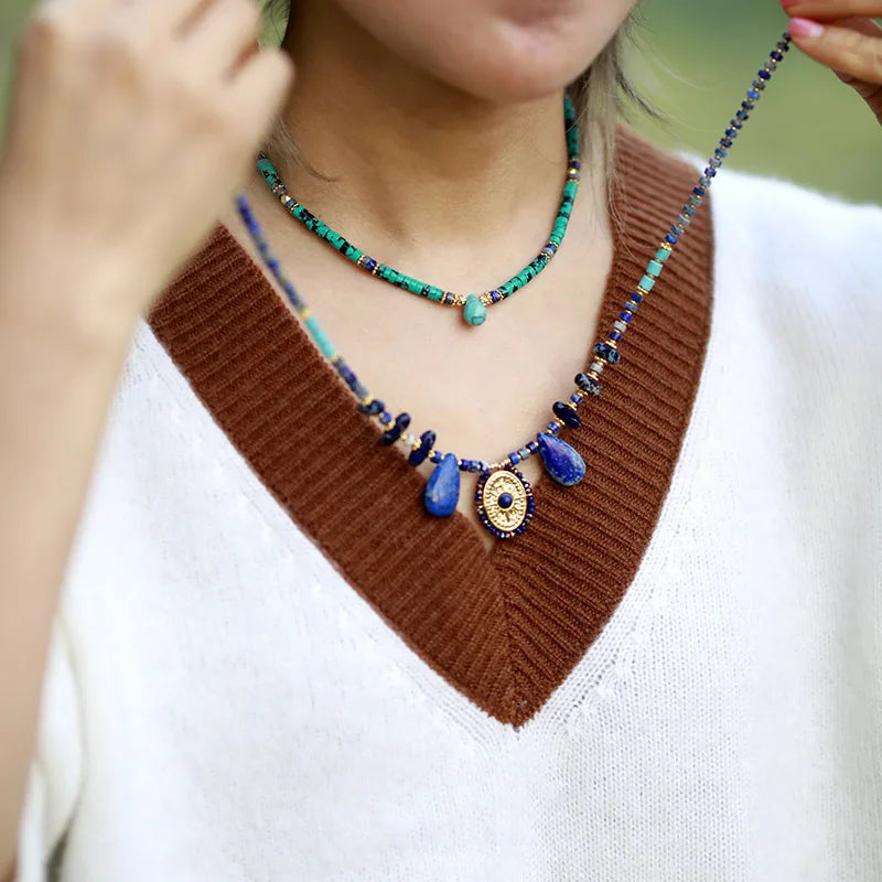 Collier Sérénité Azur en Lapis-Lazuli & Turquoise