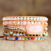 Bracelet Multicouche Amour Rayonnant en Quartz Rose