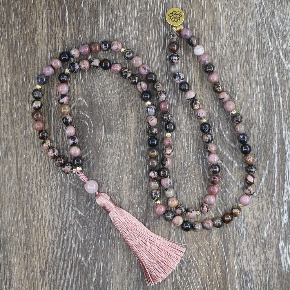 Collier Mala en Rhodochrosite Éveil du Coeur