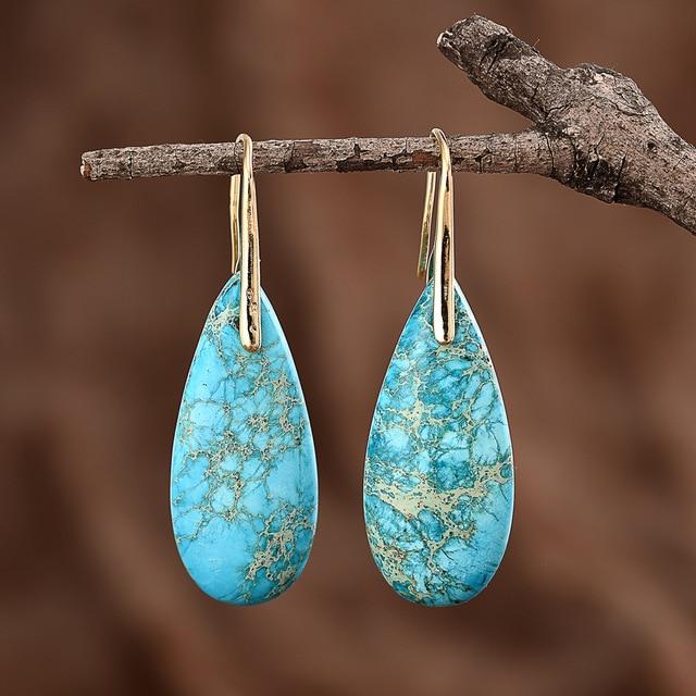 Boucles D'Oreilles De Protection En Jaspe Turquoise