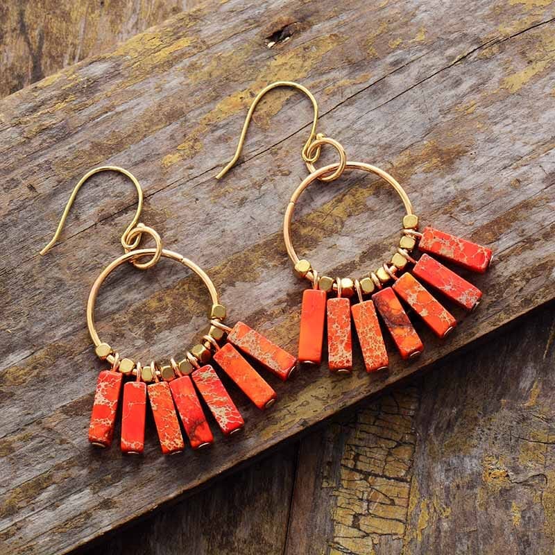 Boucles d'Oreilles Bohème  Éclat De Couleurs en Pierres Naturelles