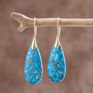 Boucles d'Oreilles Dorée en Turquoise