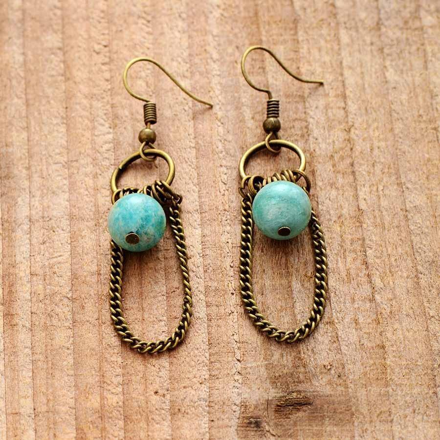 Boucles d'Oreilles Splendeur en Amazonite Bleuté