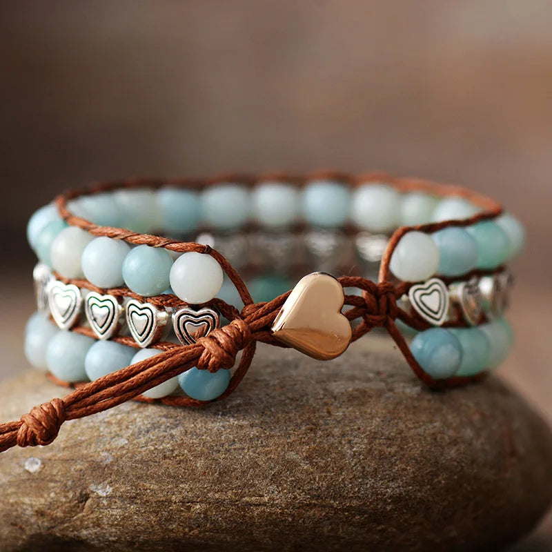 Bracelet Coeur Radieux en Amazonite & Jaspe