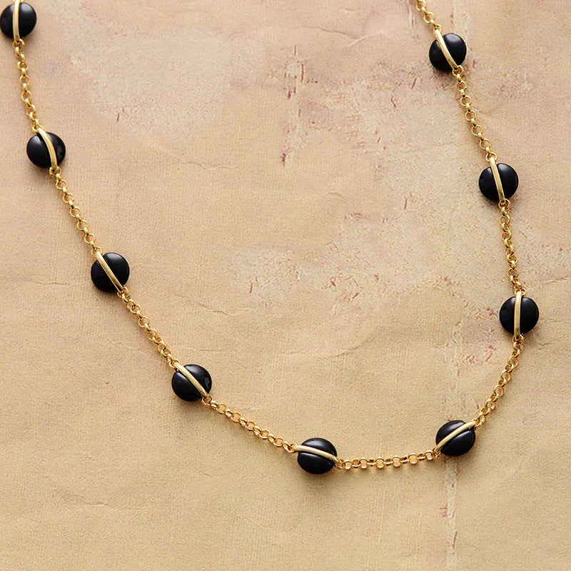 Collier Doré Nuit d'Éternité en Onyx Noir