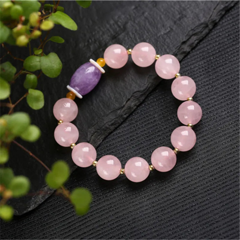 Bracelet Divine Essence en Améthyste & Quartz Rose