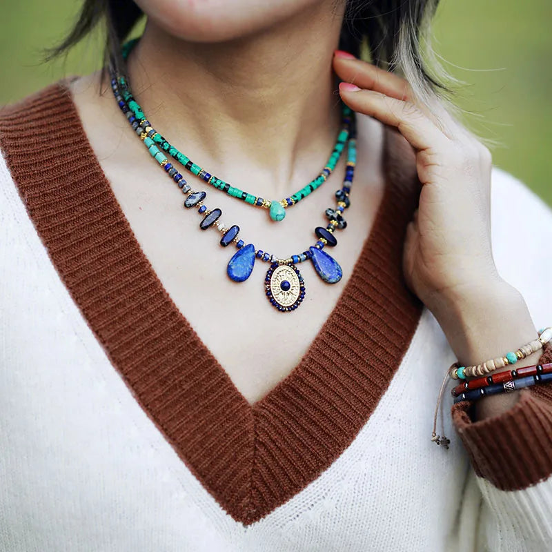 Collier Sérénité Azur en Lapis-Lazuli & Turquoise