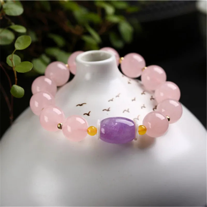 Bracelet Divine Essence en Améthyste & Quartz Rose