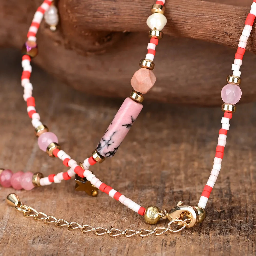 Collier Passion Écarlate en Quartz Rose et Hématite